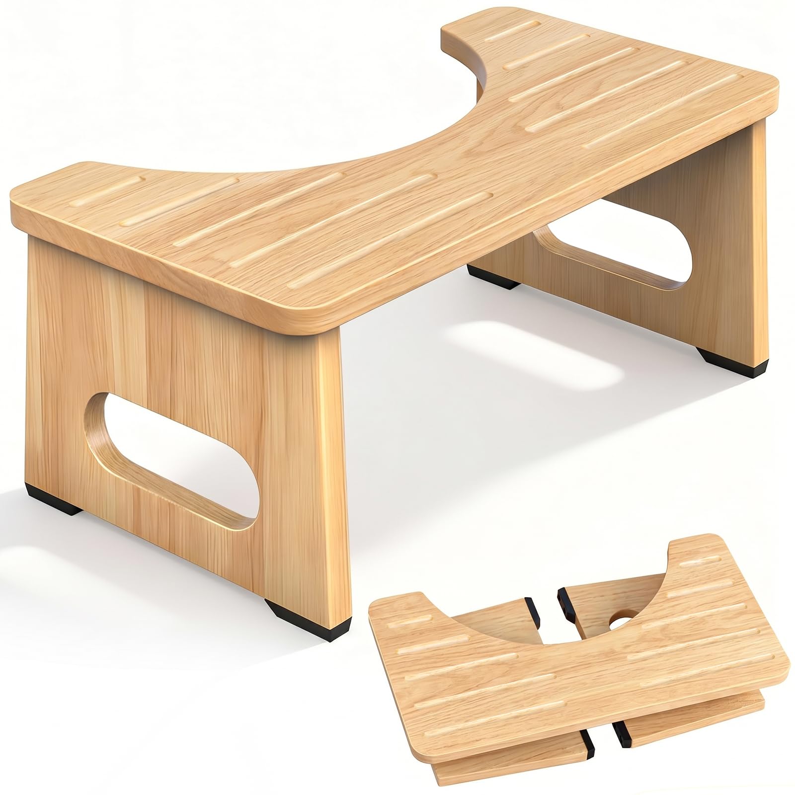 Squatting Potty – Poop Stool for Adults, Foldable Toilet Stool, Wooden Step Stoo