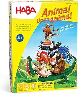 HABA Animal Upon Animal - Classic Wooden Stacking Game: Ultimate Family Board Games for Kids and Adults, Fun Dexterity Party Activity Ages 4-8, Made in China