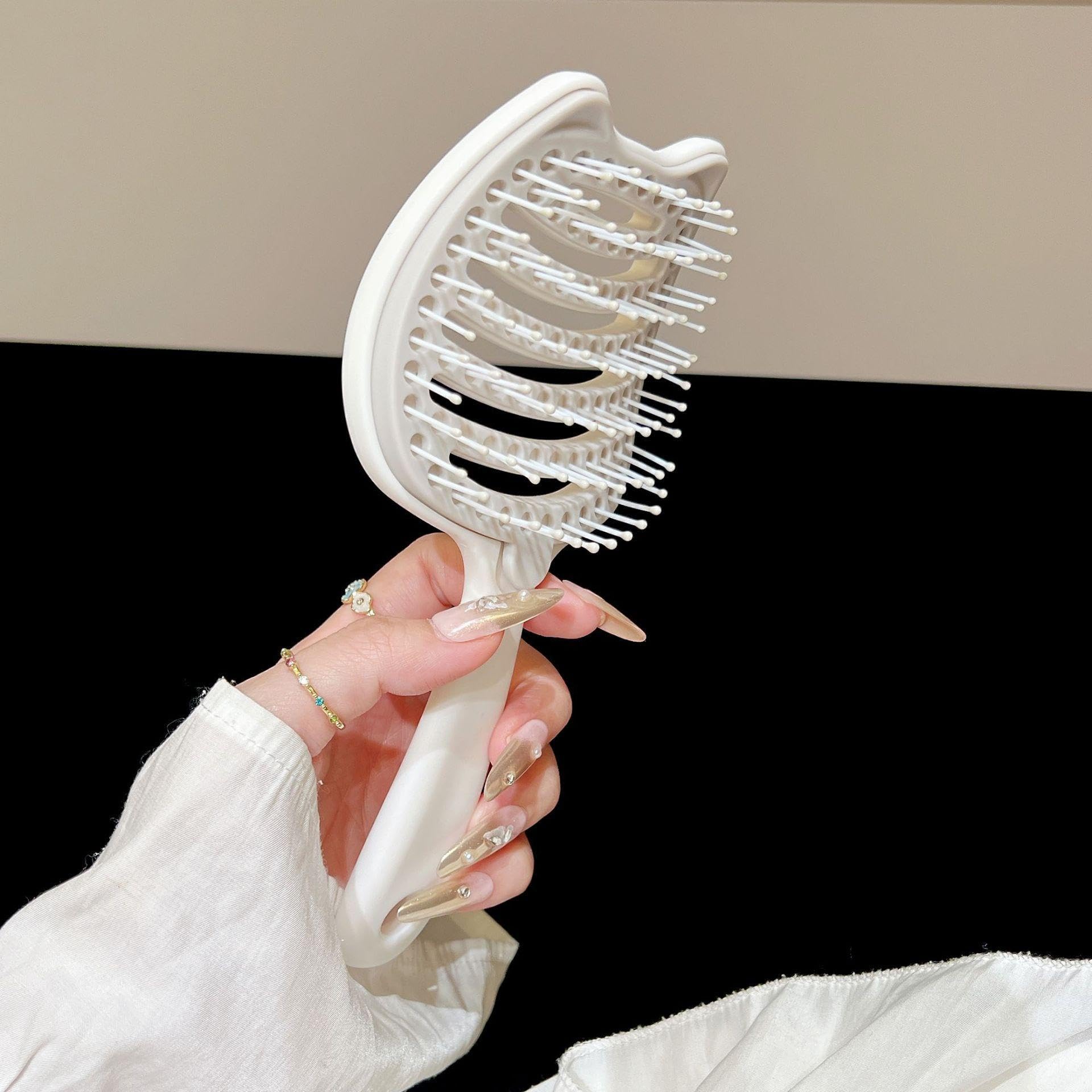 Detachable Hair Comb Self Cleaning Soft Bristle Massage Comb for Women, Styling 