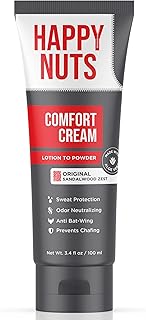 HAPPY NUTS Comfort Cream Deodorant For Men: Anti-Chafing Sweat Defense, Odor Control, Aluminum-Free, Travel Essential, Mens Deodorant & Hygiene Products for Men's Private Parts 3.4 Fl Oz - Original