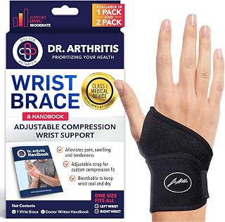 Doctor Developed Wrist Supports - For carpal tunnel, wrist injuries, arthritis, hand support - Wrist brace and Wrist Strap with Handbook (Single)