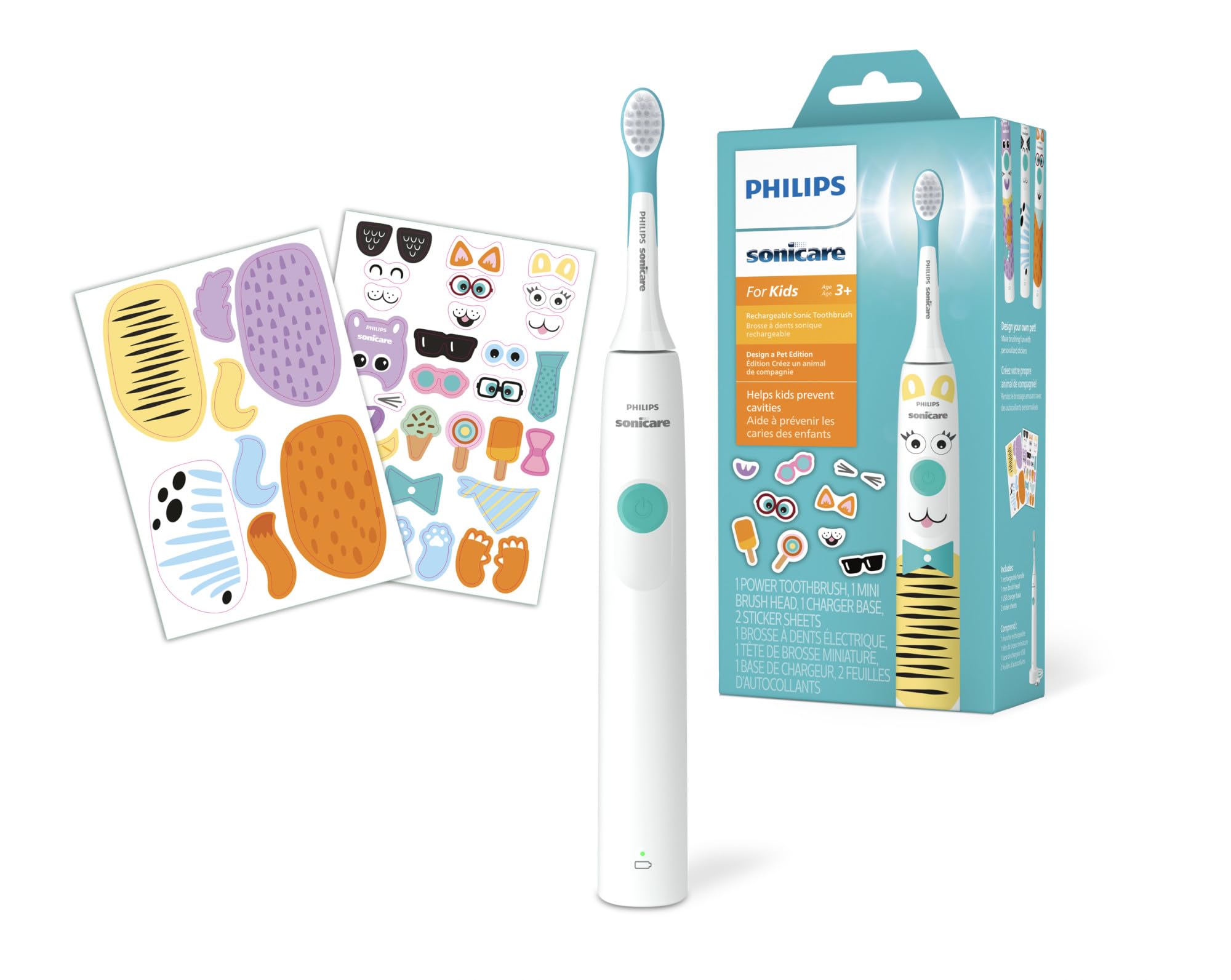 Philips Sonicare for Kids Design-A-Pet Electric Toothbrush, 1 Brush Head | Gentl
