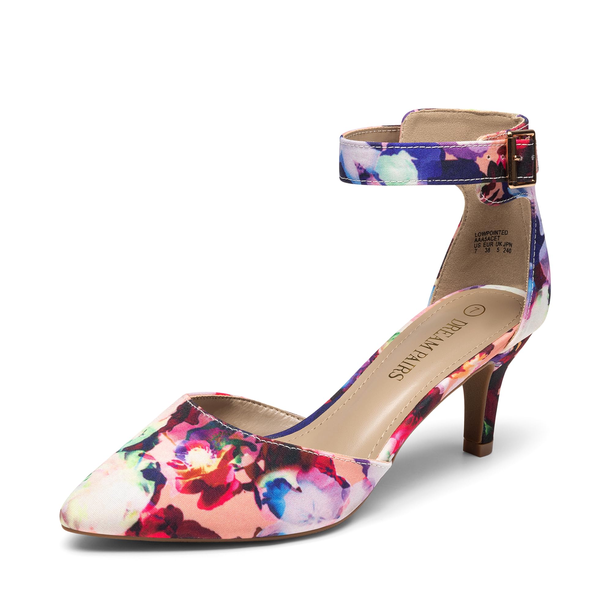 DREAM PAIRS Pointed Toe Classic Comfort Stiletto Pumps Ankle Strap Pumps LOWPOIN