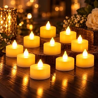 Diyife 12 Pack LED Candles, 120H Long Lasting Battery Operated Tea Lights | Realistic Flickering, Flameless, Fake Candles in Warm Yellow for Halloween, Diwali, Christmas, Valentines Day, Wedding, Party
