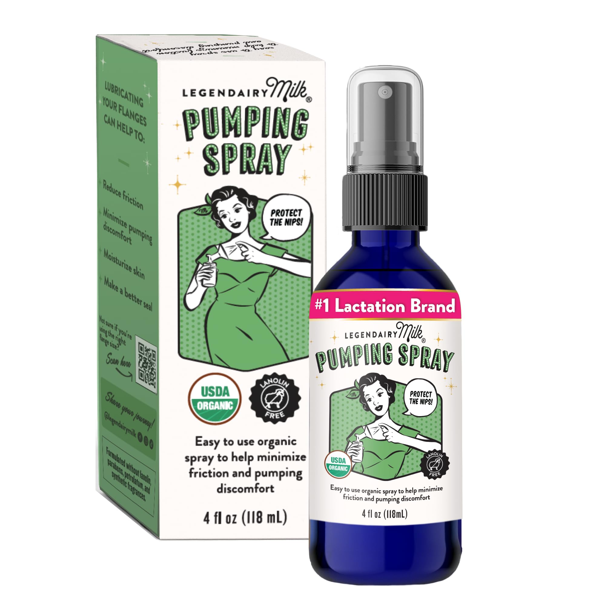 Legendairy Milk Organic Pumping Spray, Lanolin-Free Breast Lubricant, 4 oz | USD
