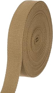Generic 1 inch Cotton Webbing 32.5 Feet Polyester Twill Tape for Arts and Crafts, Bag Handles, Cloth Belts, Outdoor Supplies, Khaki