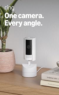 Ring Pan-Tilt Indoor Cam (newest model) — See all around your home or business with 360° pan coverage, HD video, plus Two-Way Talk (2024 release), White