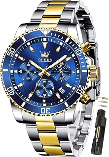 OLEVS Watch for Men Diamond Business Dress Stainless Steel Mens Watches