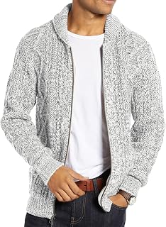 Runcati Men's Cardigan Long Sleeve Collar Cardigan with Cable Knit Zip Jacket Knitted for Shirt and Shirt