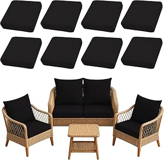 SUKAIKEQA 8PCS Patio Cushion Covers.Patio Furniture Couch SeatSlipcovers | Washable Fumiture Protector, Replacement for Sofa SectionalChair Elastic-Bottomed Sofa Chair Cover