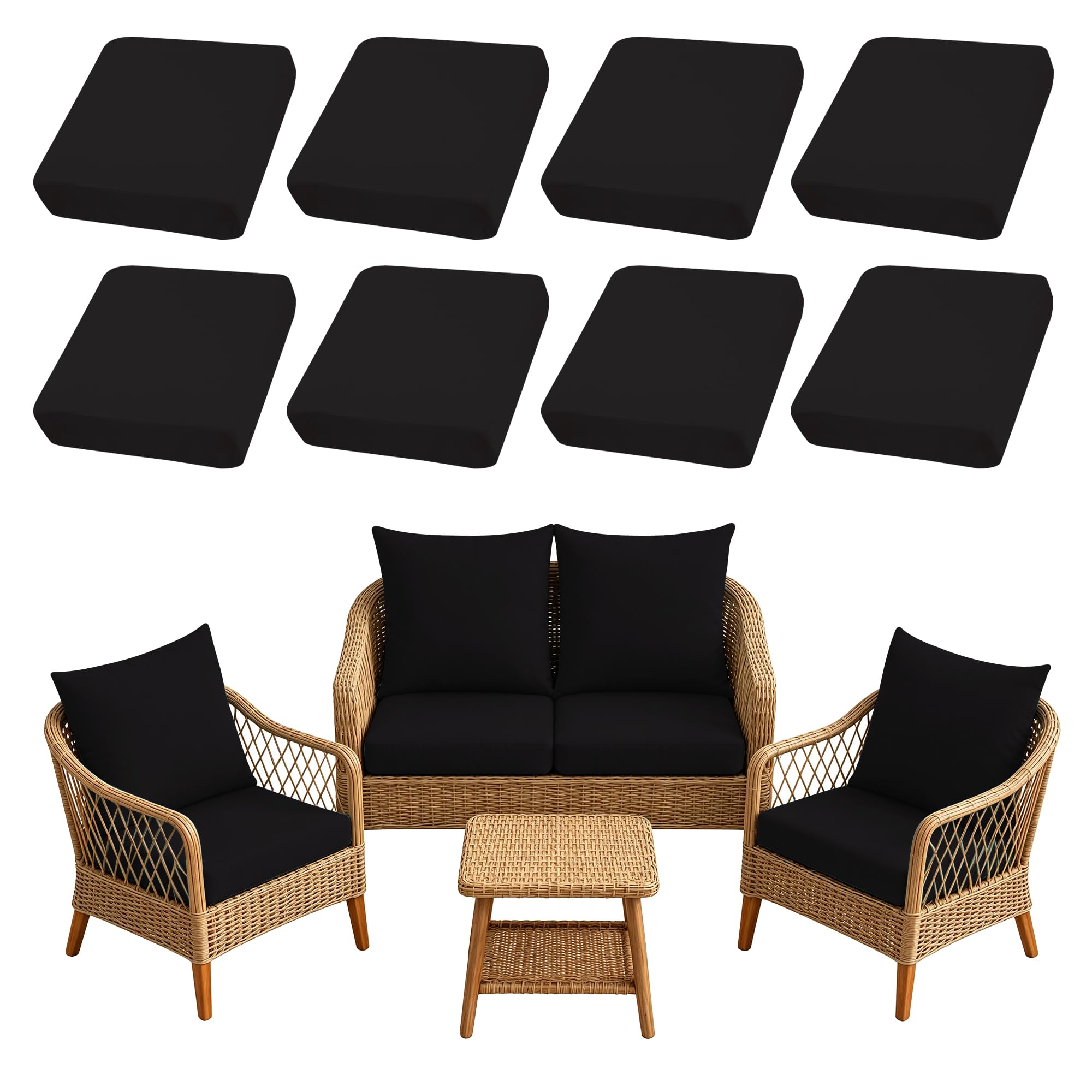 SUKAIKEQA 8PCS Patio Cushion Covers.Patio Furniture Couch SeatSlipcovers | Washa