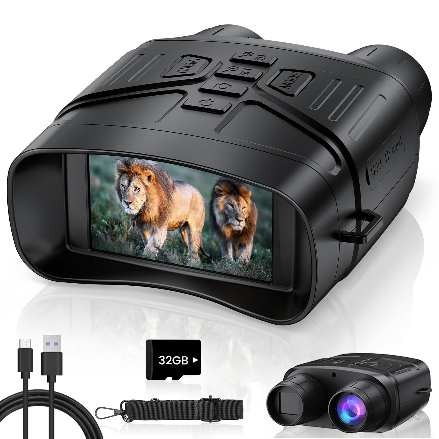 Vtiisamao Night Vision Goggles, 4K Night Vision Binoculars for Adults | 3" HD Di