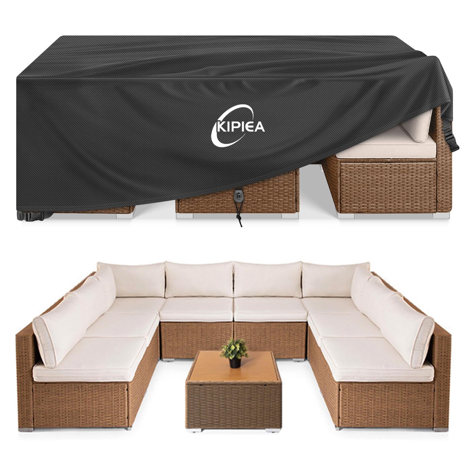Kipiea Patio Furniture Set Cover, 420D Heavy Duty Table Chair Set Covers, Outdoo