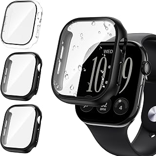 Tensea 3PCS for Apple Watch Screen Protector Case Series 12 46mm | iWatch Protective Face Cover for Women Men, Tempered Glass Film Hard Bumper for iPhone Watch 12 46 mm Accessories