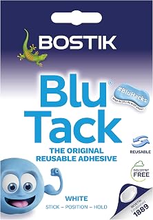 Bostik Blu Tack White - Handy Size - Multipurpose Reusable Adhesive | Clean, Safe & Easy to Use - Non-Toxic
