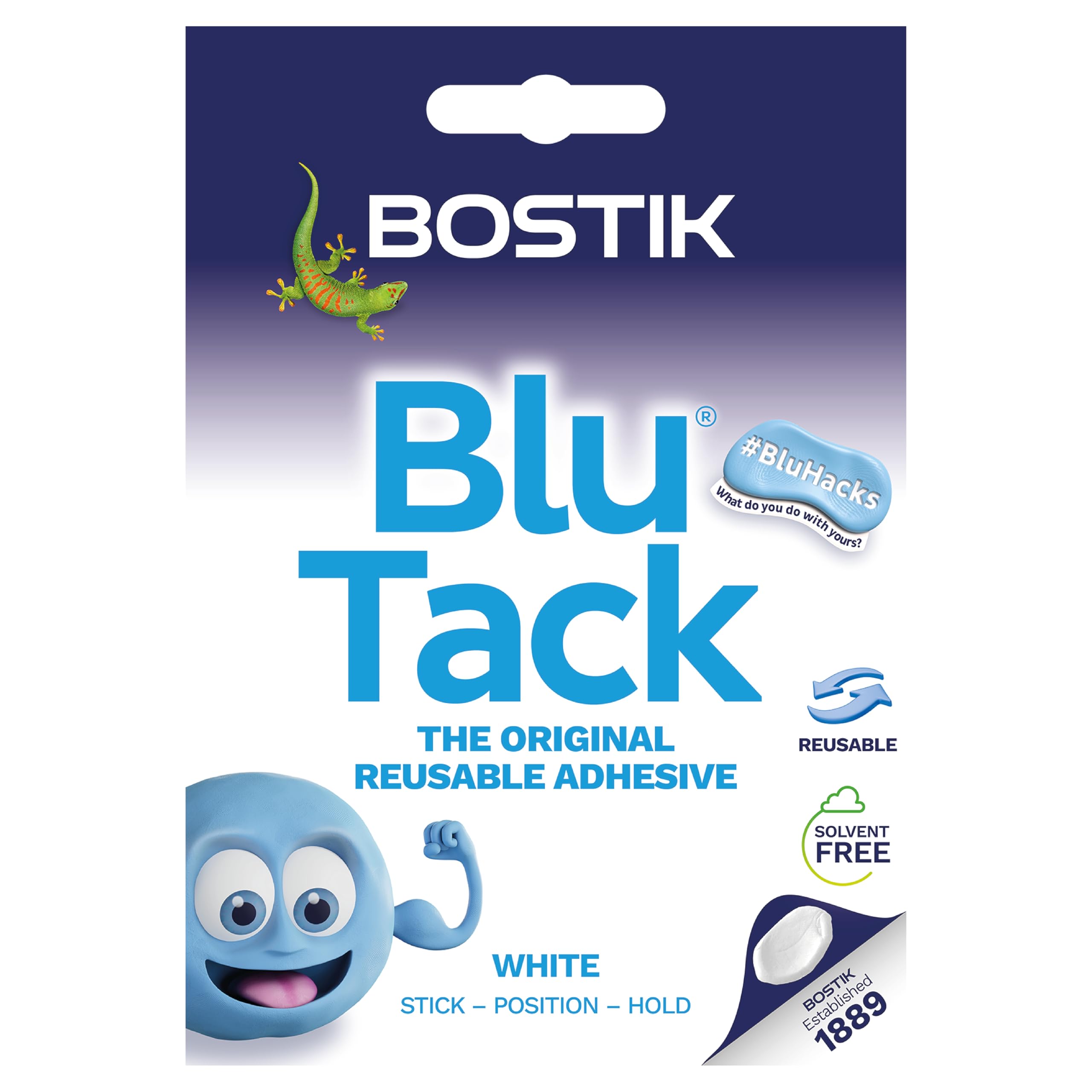 Bostik Blu Tack White - Handy Size - Multipurpose Reusable Adhesive | Clean, Saf