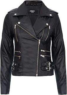 Ladies Retro 100% Nappa Leather Biker Jacket