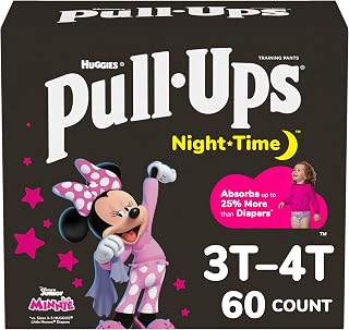 Pull-Ups Girls' Night-Time Potty Training Pants, Easy Open, 3T-4T, 60 Count | Giga Pack, Extra Nighttime Absorbency, Adjustable Waistband, Disney Graphics, Water Resistant