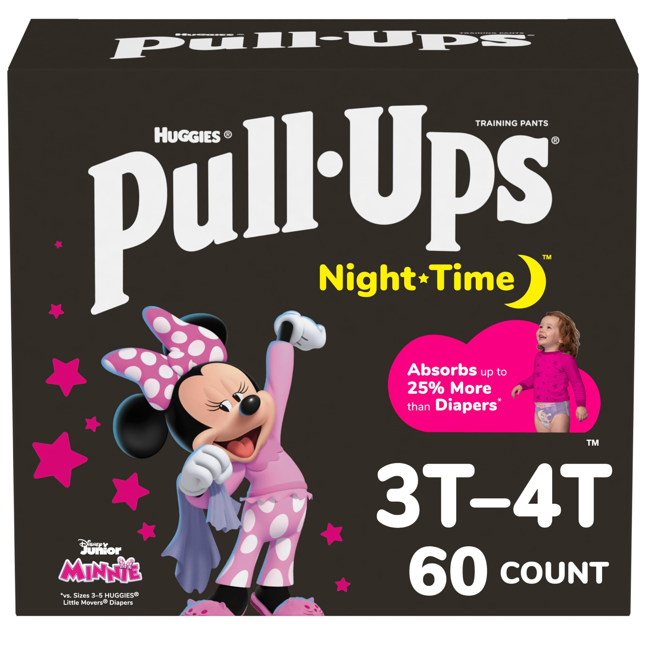 Pull-Ups Girls' Night-Time Potty Training Pants, Easy Open, 3T-4T, 60 Count | Gi