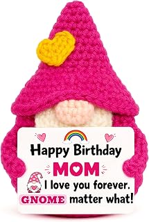 XgiftCreat Mom Birthday Gnome Gifts - Funny Birthday Gifts for Mom | Cute Handmade Crochet Gnomes from Daughter Son, Presents for Mother Moms Mommy Happy Bday I Love You
