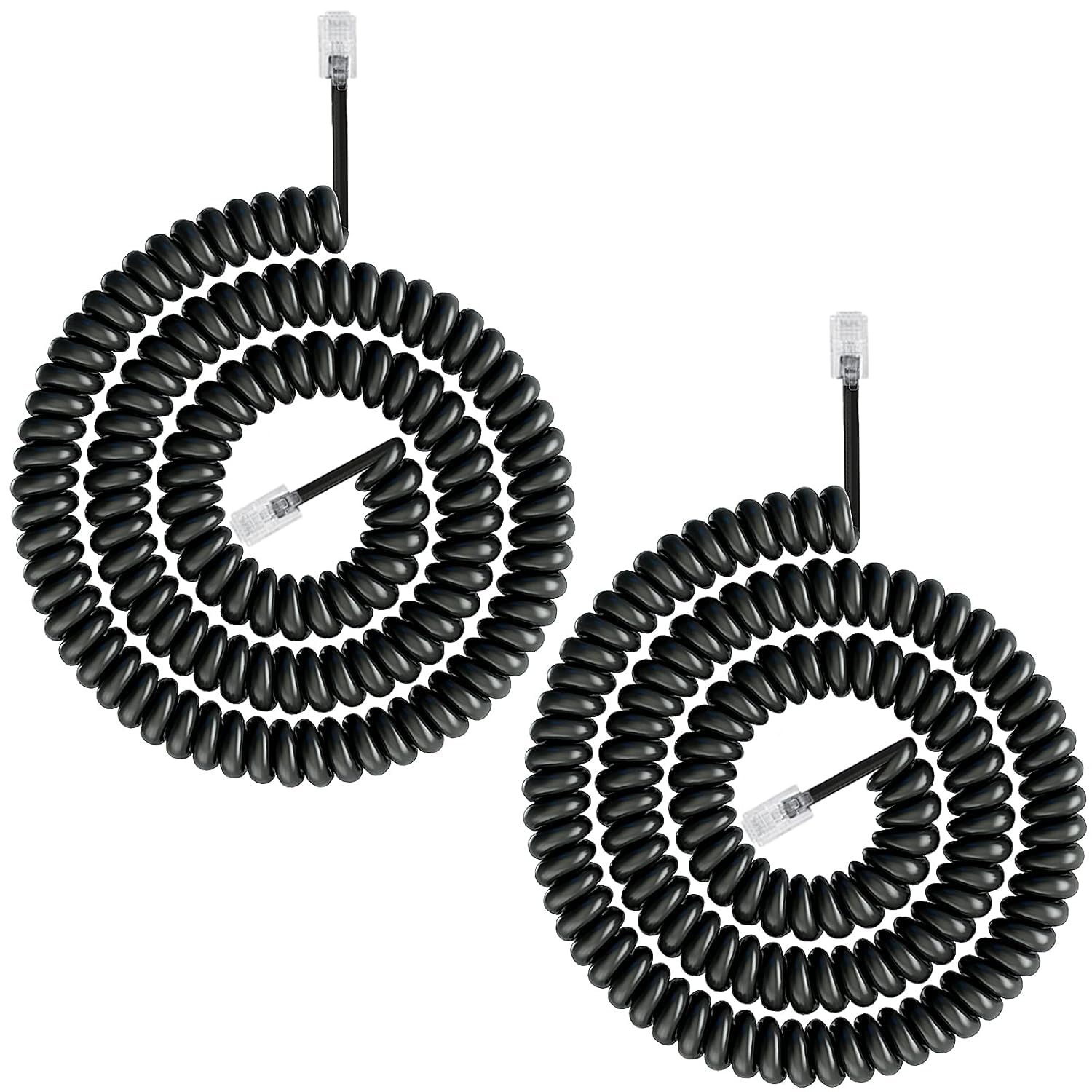 Uvital Telephone Phone Handset Cable Cord, 10 Feet Phone Cord, 2 Pack Black | Te
