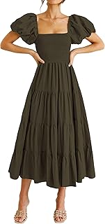 PRETTYGARDEN Women's Smocked Midi Wedding Guest Dress