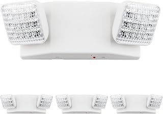 LIT-PaTH LED Emergency Light for Business, Battery Backup, 4 Pack | Commercial Emergency Light Fixtures, Hardwired, 2 Bright and Adjustable Square Heads, UL 924 and CEC, 120/277 Voltage