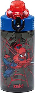 Zak Designs Marvel Spider-Man Sage 16oz Leak-Proof Straw Kids Water Bottle | BPA Free, Durable Plastic, Cupholder Friendly, Dishwasher Safe, Easy to Clean, Lid Lock, Handle, For School, Home, Travel