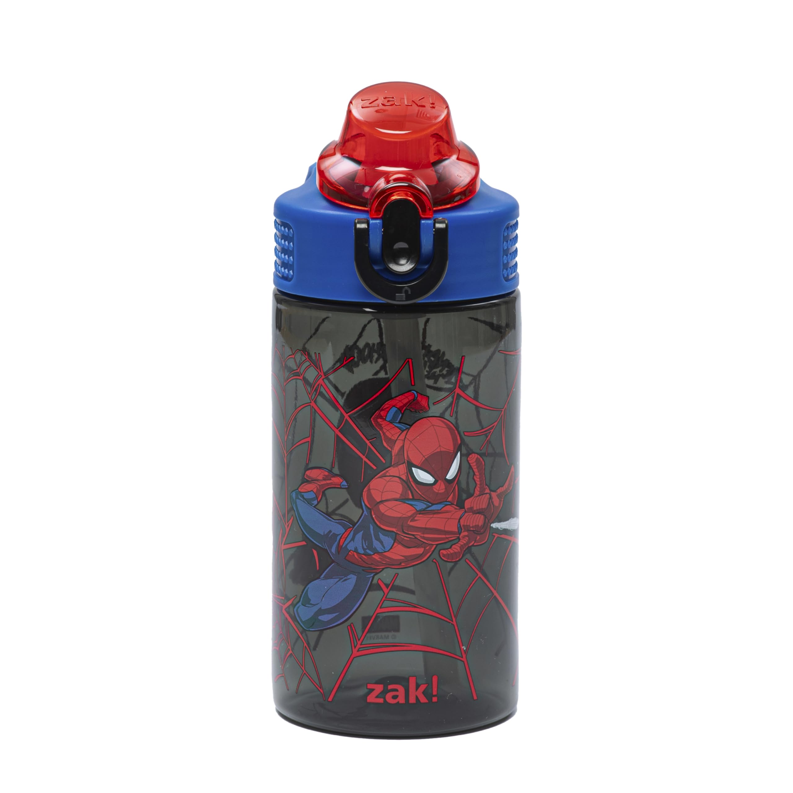 Zak Designs Marvel Spider-Man Sage 16oz Leak-Proof Straw Kids Water Bottle | BPA