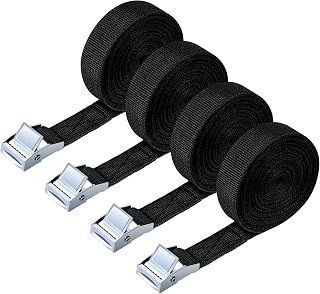 URAQT Lashing Strap Mounting Strap, Pack of 4, 150 kg, 5 Metres, Ratchet Lashing Strap, Width 20 mm, Lashing Strap, Adjustable Mounting Straps with Clamping Lock for Transport, Cargo, Luggage, Camping