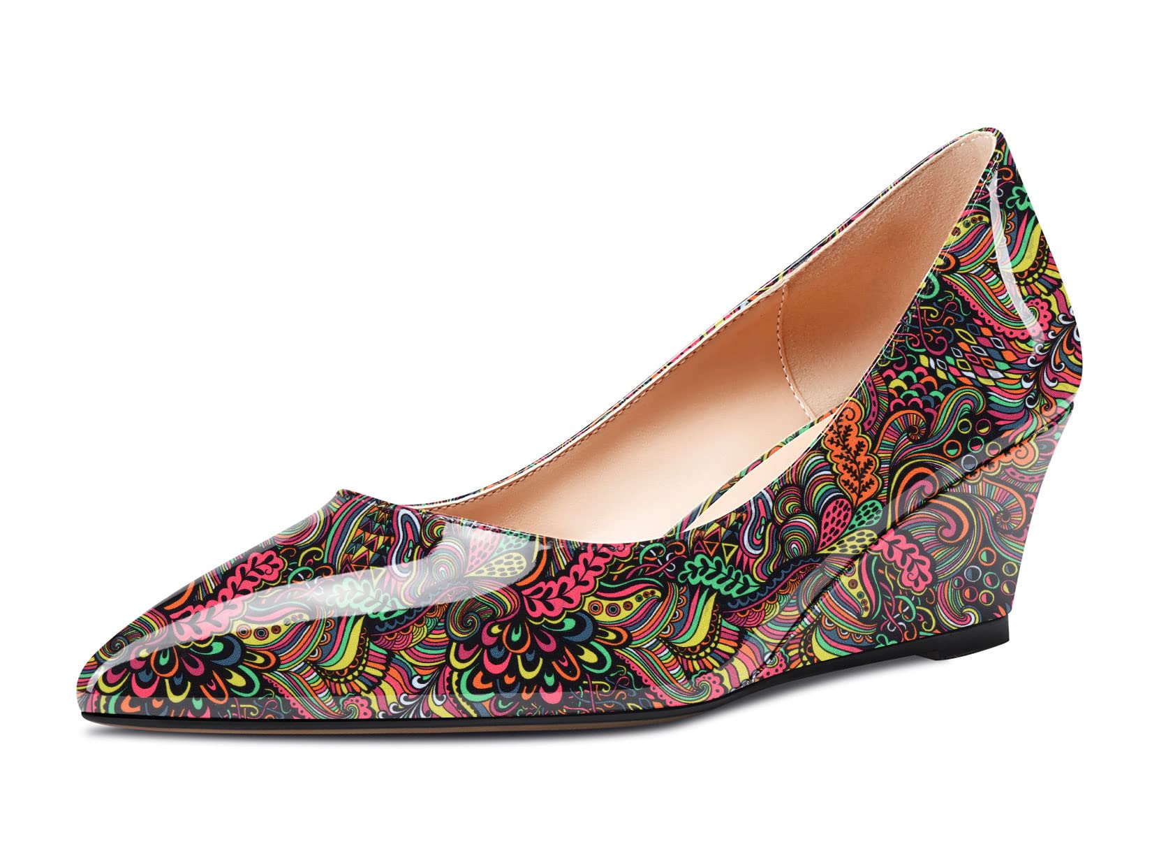 Aachcol Women's Wedge Esparto Mid Heel Pointed Toe Pumps Slip-on Wedding Party S