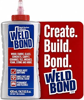 Weldbond Multi-Surface Glue Non-Toxic for Mosaic Wood Ceramic Craft 14.2oz | Non Toxic Glue Dries Crystal Clear Heavy Duty Adhesive Glue for Mosaics, Ceramics, Wood Working, Craft, Tiles and more