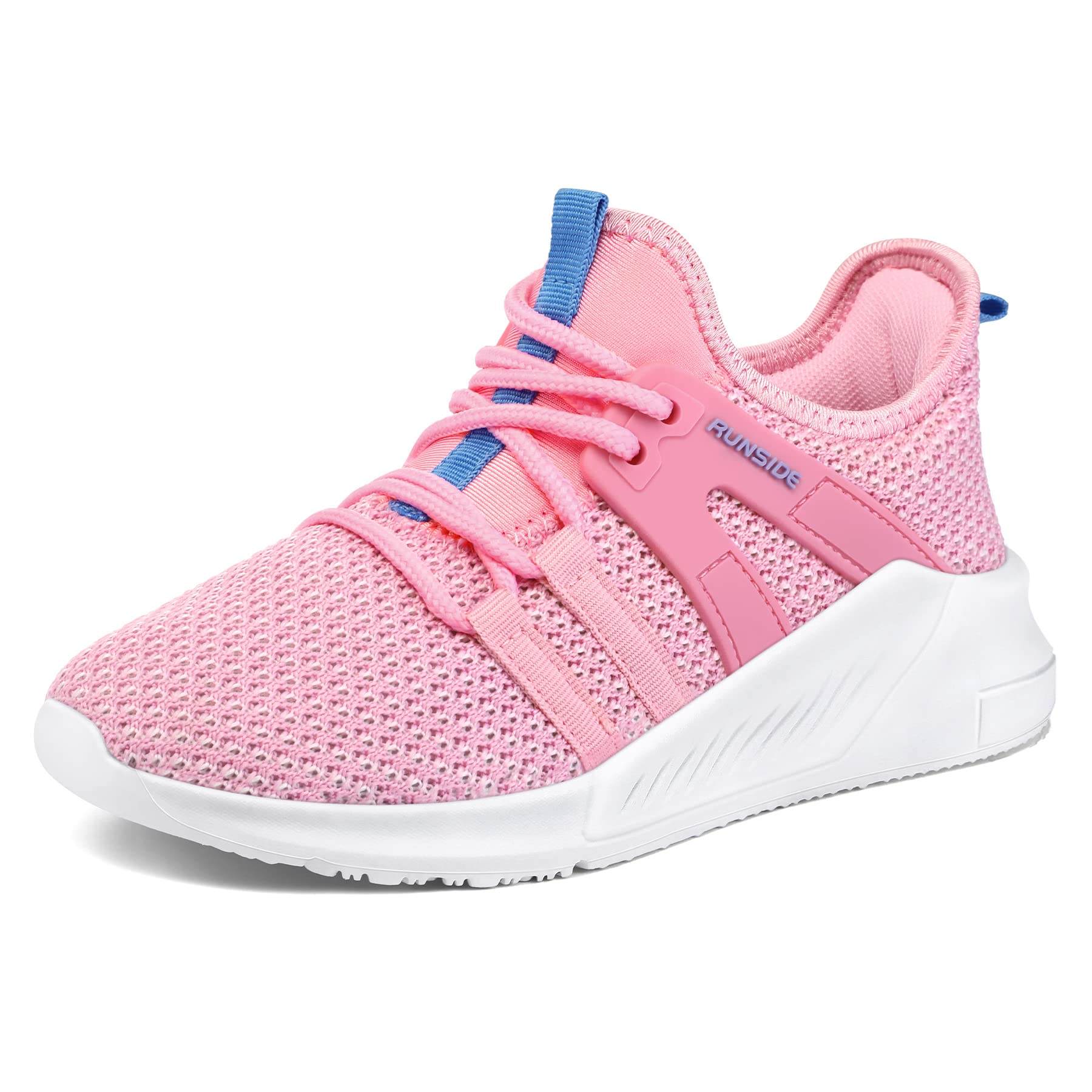 RUNSIDE Boys Girls Tennis Shoes Kids Lightweight Breathable Sneakers Lace-up Run