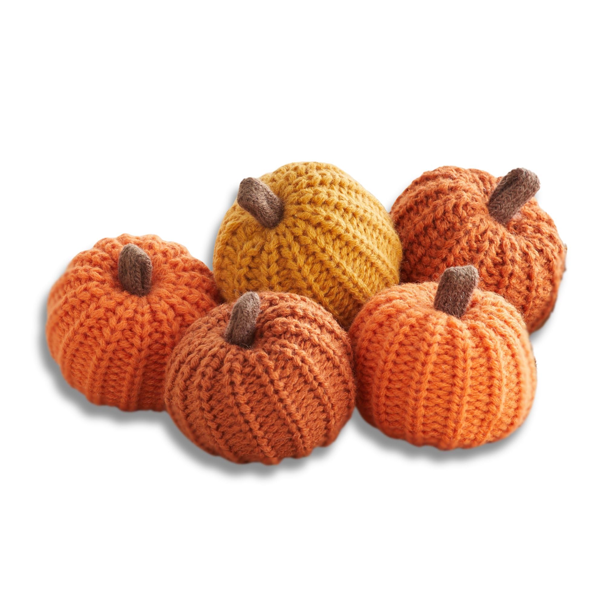 Mini Knit Pumpkins, Orange, Set of 5 (Mini Knit Orange) | Bowl Fillers, Fall Tie