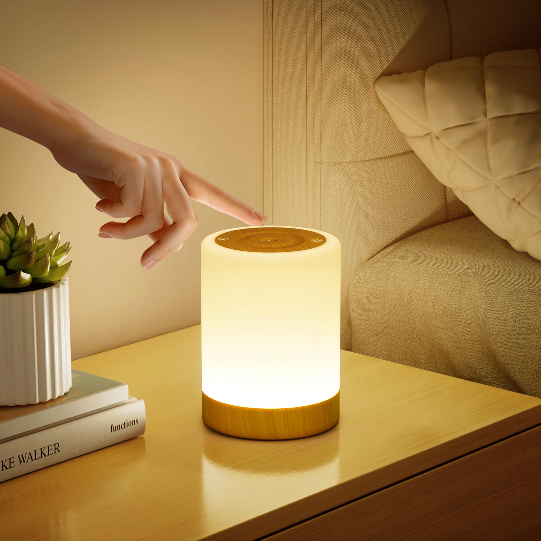 FOMYHEARD Dimmable Touch Bedside Lamp, Night Light for Babies, Children | 5 Mode