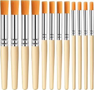 12 PCS Wooden Stencil Brushes for Acrylic Paint Natural Bristle Stencil Brush for Stenciling Paint Brushes Set, 3 Sizes for Stencils Painting, Acrylic, Oil, Watercolor, DIY Art Crafts