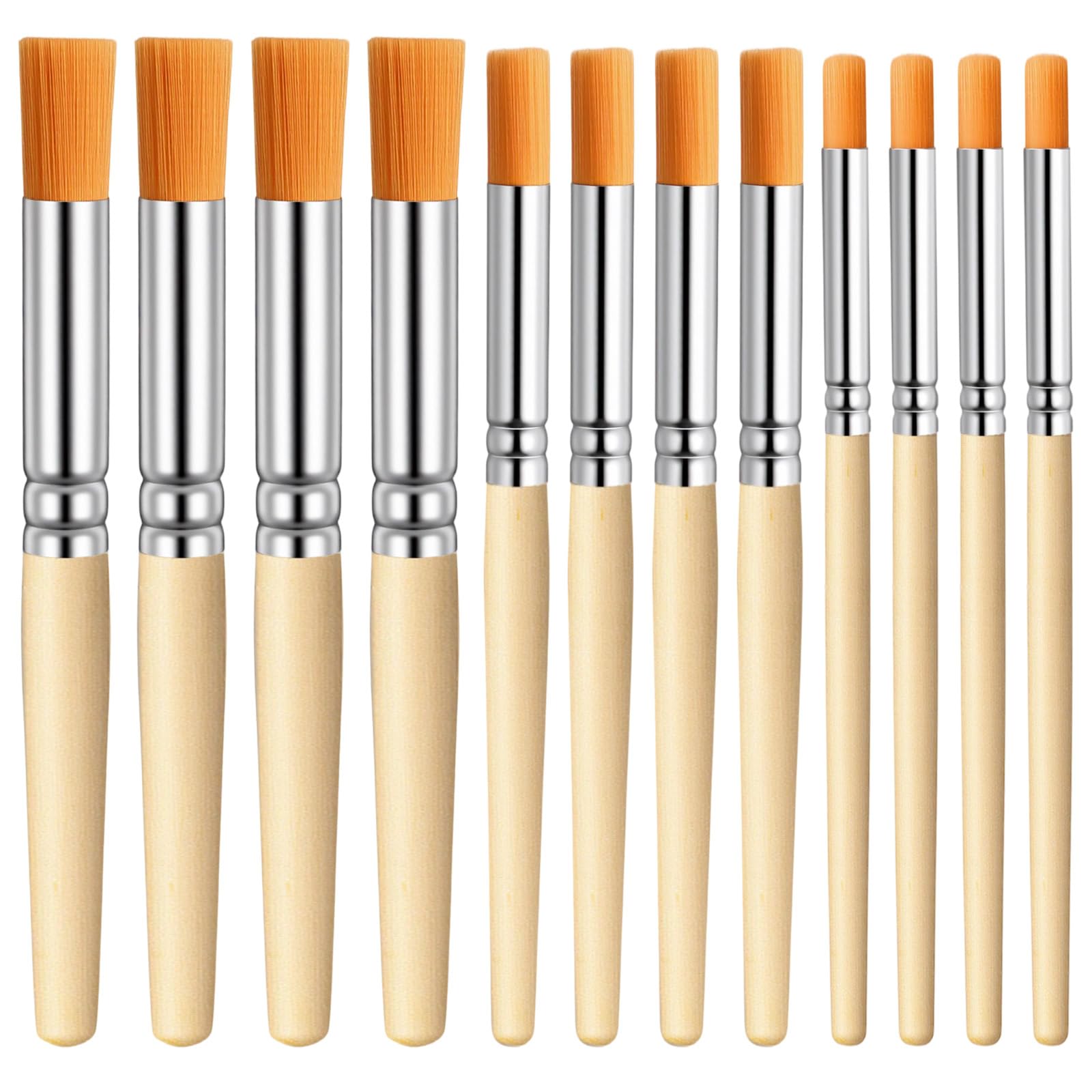 12 PCS Wooden Stencil Brushes for Acrylic Paint Natural Bristle Stencil Brush fo