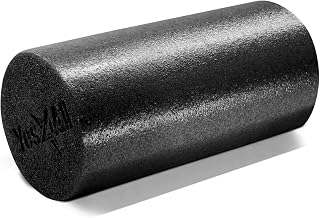 Yes4All Medium Firm Round PE Foam Roller for Pilates, Yoga, Stretching, Balance & Exercises - 12 inch Black