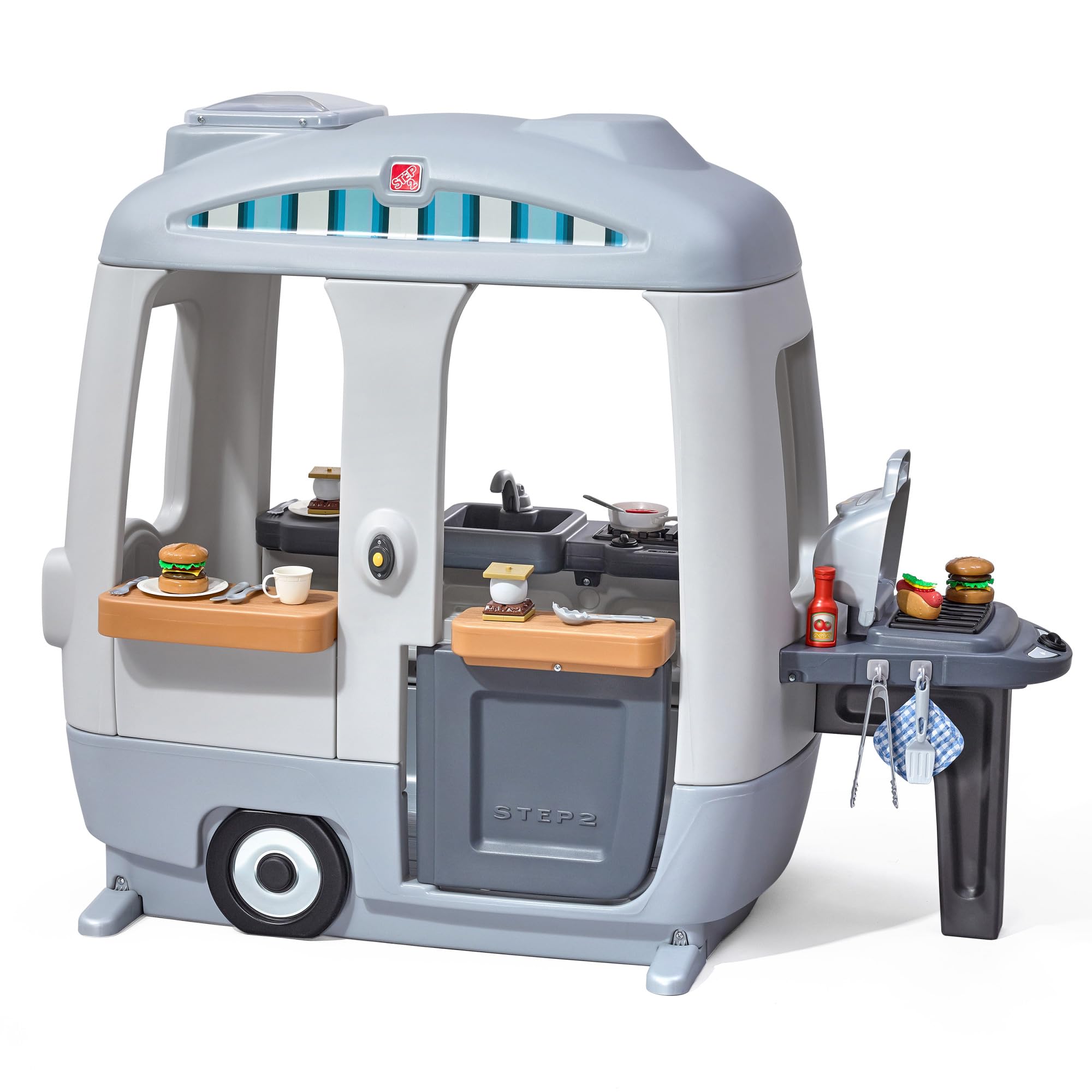 Step2 Adventure Camper Kids Playhouse with Kitchenette, 52 Accessories | Working