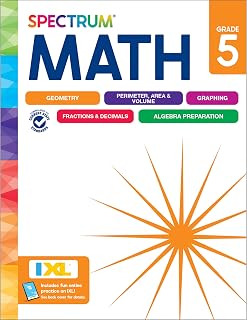 Spectrum 5th Grade Math Workbooks, Mathematics Activity Book for Kids Ages 10-11, Geometry, Fractions, Decimals, Algebra Prep, and More, Classroom and Homeschool Curriculum