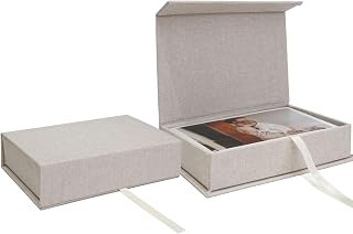 Vienrose Small Photo Storage Box, 4"x6", Linen Postcard Keeper, Beige | 1Pc Sturdy Linen Cover Box for Photos, Postcards & Sticker Storage, Perfect for Home, Office, Craft Room, and Travel
