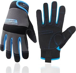 HLDD HANDLANDY UltraLight Safety Work Gloves, Mens & Women Multi-Functional Work Gloves with Extensive Palm Protection, Mechanic Gardening Construction DIY Glove with Touchscreen