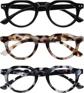 OPULIZE RIO Set of 3 Anti-Blue Light Reading Glasses - Frame with Flat Top Edge - Black, Brown and Blue Spotted - BBB53-123 - +3.00