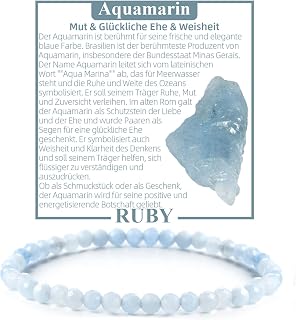 RUBY Perlenarmband Damen - Hochwertiges 4mm Edelstein Armband aus Facettierten Echten Natursteinen - Inklusive Geschenkbox Geschenk für Sie
