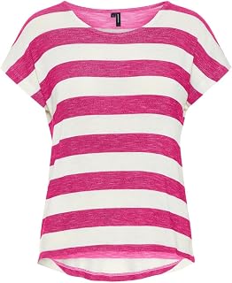 VERO MODA Women's Crew Neck Striped T-Shirt
