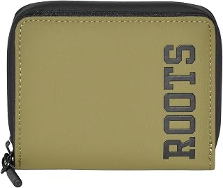 Roots Women's Clutch Compact Zip Around Snap Closure Ladies Wallet, Credit Card Holder, Slimfold Stylish Design with Stitching Edges, RFID Protection, Olive Combo