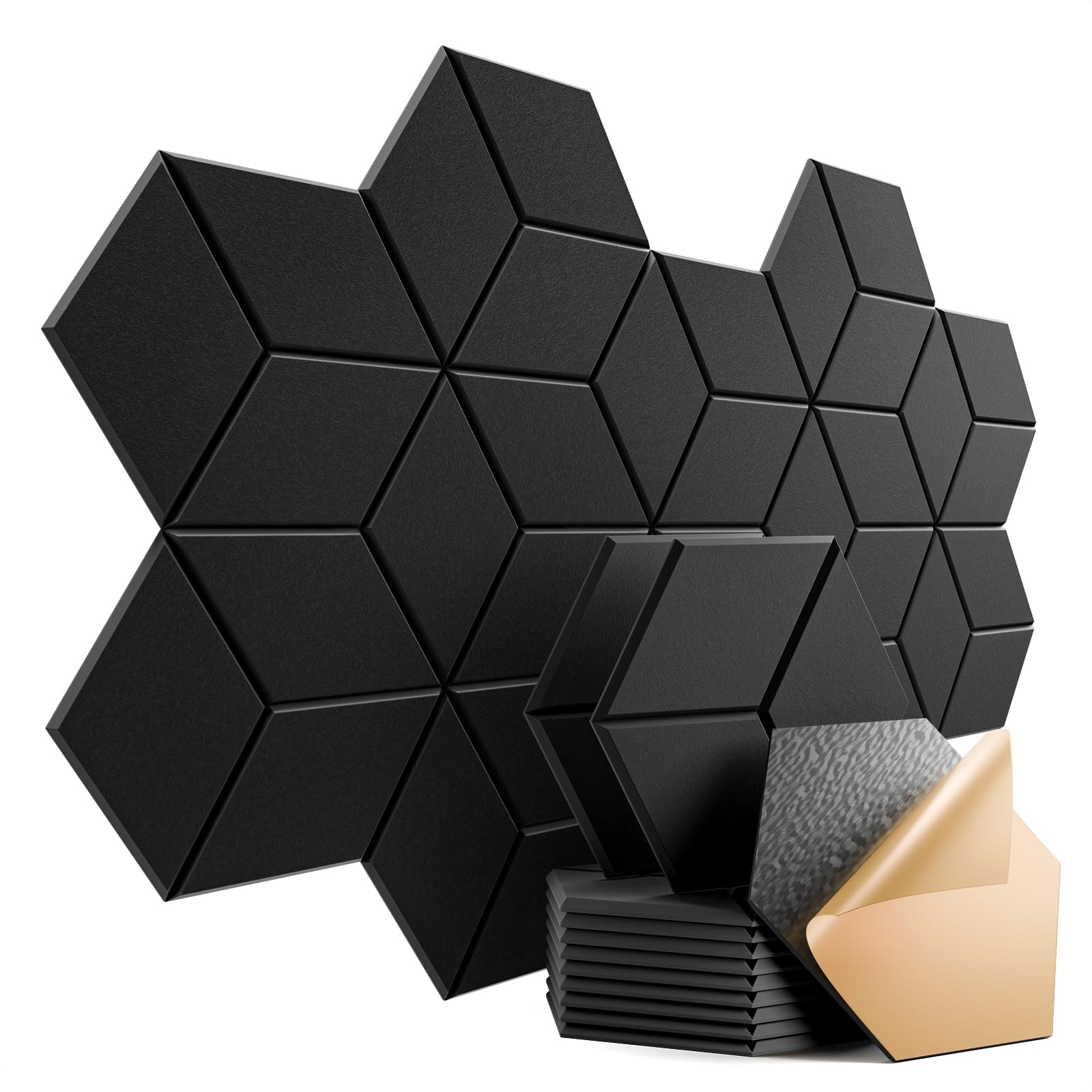 Dailycooper 12 Pack Self-Adhesive Acoustic Panels 12" X 10" X 0.4" - Sound Proof