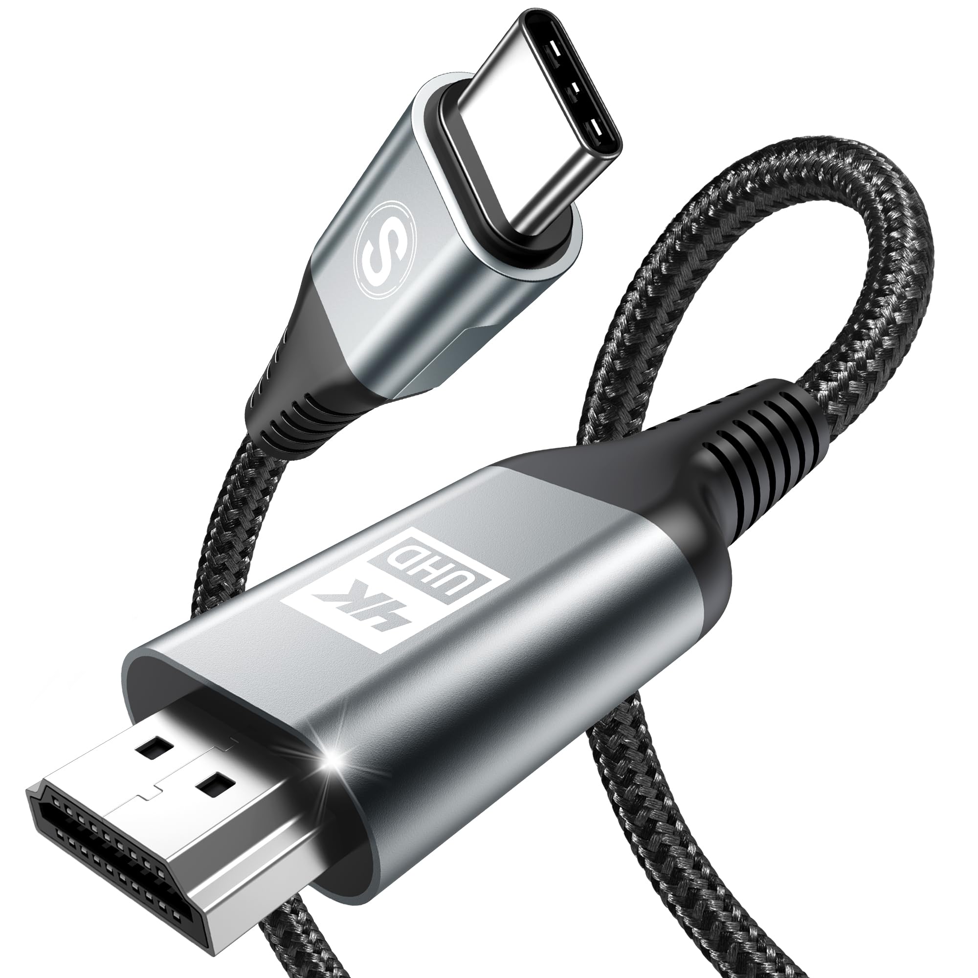 USB C to HDMI Cable 4 m (4K @ 60Hz), USB Type C to HDMII 4K UHD Cable Adapter Th