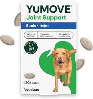YuMOVE Senior Dog Joint Supplement, Essential Hip & Joint Support for Older Dogs with Glucosamine, Chondroitin, Green Lipped Mussel, Aged 8+, 120 Tablets, Packaging May Vary