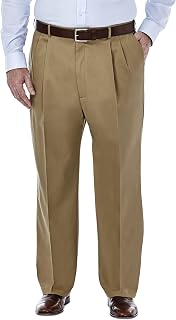 Haggar Men's Classic Fit Premium No Iron Khaki Pleated Pant
